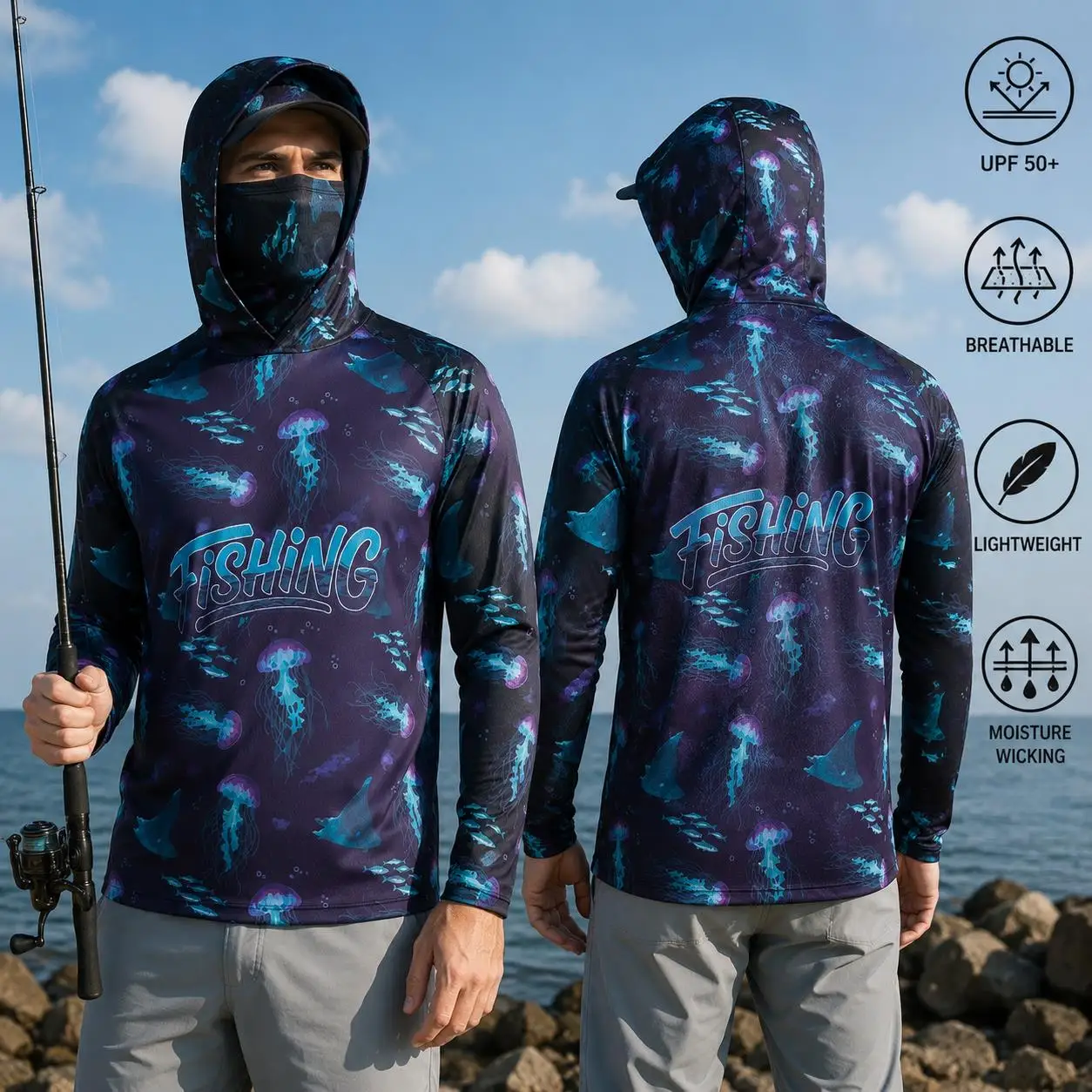 Fishing Shirt Hooded Men Fishi - Fishing Mask Sun Protection review and price