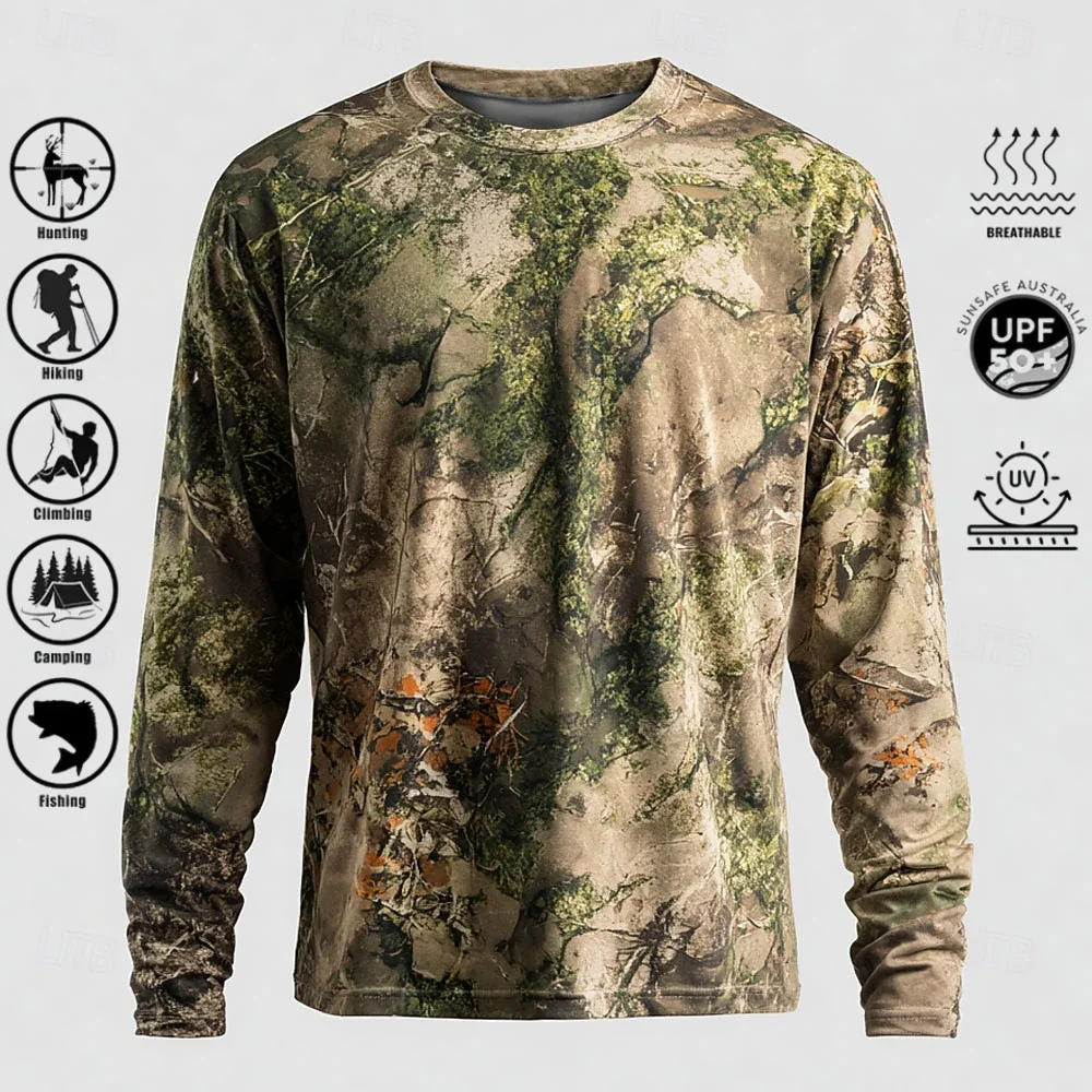 Men Long Sleeve T-shirt Polyes - Fishing Shirt Uv Protection review and price